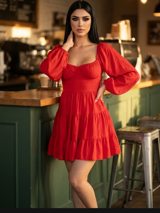 Princess Polly Dresses & Skirts - Princess Polly Danny Long Sleeve Mini Dress Red